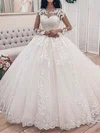 Ball Gown/Princess Illusion Tulle Court Train Wedding Dresses With Appliques Lace #UKM00024421