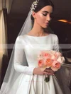A-line Scoop Neck Satin Court Train Wedding Dresses #UKM00024445