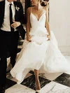 Ball Gown V-neck Satin Court Train Wedding Dresses #UKM00024516