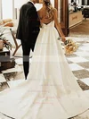 A-line V-neck Satin Court Train Wedding Dresses #UKM00024516