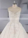Ball Gown V-neck Lace Chapel Train Sequins Wedding Dresses #UKM00024544