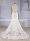 Trumpet/Mermaid Scoop Neck Tulle Sweep Train Appliques Lace Wedding Dresses #UKM00024554