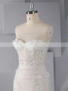 Trumpet/Mermaid Strapless Lace Sweep Train Beading Wedding Dresses #UKM00024555