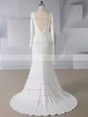 Trumpet/Mermaid V-neck Stretch Crepe Sweep Train Split Front Wedding Dresses #UKM00024567