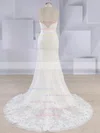 Trumpet/Mermaid V-neck Tulle Sweep Train Appliques Lace Wedding Dresses #UKM00024568