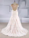 Trumpet/Mermaid Scoop Neck Tulle Sweep Train Appliques Lace Wedding Dresses #UKM00024586