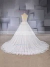Ball Gown V-neck Tulle Court Train Beading Wedding Dresses #UKM00024590