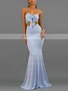 Trumpet/Mermaid Strapless Jersey Sweep Train Bow Prom Dresses #UKM020107803