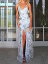 Sheath/Column V-neck Sparkly Sequin Prom Dresses #UKM020107804