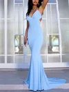 Trumpet/Mermaid Sweep Train V-neck Jersey Prom Dresses #UKM020107805