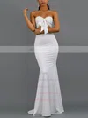 Trumpet/Mermaid Strapless Jersey Sweep Train Bow Prom Dresses #UKM020107830