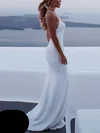 Trumpet/Mermaid V-neck Glitter Sweep Train Prom Dresses #UKM020107841