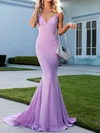 Mermaid V-neck Jersey Backless Prom Dresses #UKM020107854