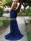 Trumpet/Mermaid Square Neckline Lace Sweep Train Beading Prom Dresses #UKM020107866