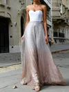 A-line Sweetheart Satin Glitter Sweep Train Evening Dresses PT020107885