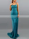 Trumpet/Mermaid Cowl Neck Silk-like Satin Sweep Train Prom Dresses #UKM020107908