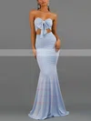 Trumpet/Mermaid Strapless Silk-like Satin Sweep Train Bow Prom Dresses #UKM020107914