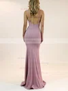Trumpet/Mermaid V-neck Stretch Crepe Sweep Train Split Front Bridesmaid Dresses #UKM01014238