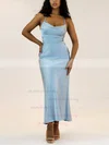 Sheath/Column Cowl Neck Silk-like Satin Ankle-length Bridesmaid Dresses #UKM01014243