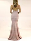 Trumpet/Mermaid V-neck Stretch Crepe Sweep Train Split Front Bridesmaid Dresses #UKM01014246