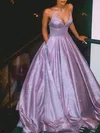 Ball Gown/Princess Floor-length V-neck Shimmer Crepe Pockets Prom Dresses #UKM020107934