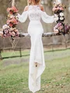 Trumpet/Mermaid Square Neckline Lace Chiffon Sweep Train Wedding Dresses #UKM00024591