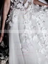 Tulle Sweetheart A-line Sweep Train Beading Wedding Dresses #UKM00024592