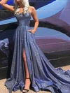 Ball Gown/Princess Sweep Train Square Neckline Shimmer Crepe Pockets Prom Dresses #UKM020107980