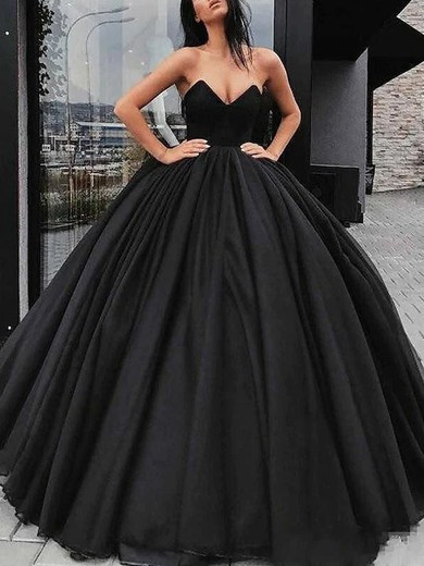 Ball Gown V-neck Tulle Sweep Train Prom Dresses #UKM020107982