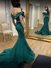 Trumpet/Mermaid Off-the-shoulder Stretch Crepe Sweep Train Beading Prom Dresses #UKM020108000