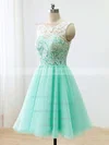 A-line Scoop Neck Lace Tulle Short/Mini Prom Dresses Sale #sale020102213