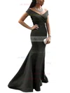 Trumpet/Mermaid Off-the-shoulder Satin Sweep Train Ruffles Prom Dresses Sale #sale020102331