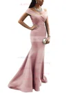 Trumpet/Mermaid Off-the-shoulder Satin Sweep Train Ruffles Prom Dresses Sale #sale020102331