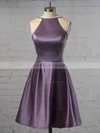 A-line Scoop Neck Satin Short/Mini Prom Dresses Sale #sale020102594