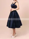 A-line Off-the-shoulder Satin Tea-length Pockets Prom Dresses Sale #sale020102596