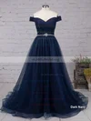 Ball Gown Off-the-shoulder Tulle Sweep Train Beading Prom Dresses Sale #sale020102612