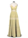 A-line V-neck Silk-like Satin Sweep Train Prom Dresses Sale #sale020102743