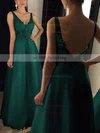 Princess V-neck Tulle Floor-length Appliques Lace Prom Dresses Sale #sale020102889