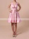 A-line V-neck Satin Short/Mini Prom Dresses Sale #sale020103512