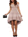 A-line Off-the-shoulder Satin Asymmetrical Prom Dresses Sale #sale020103520