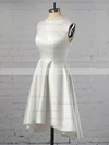A-line Scoop Neck Satin Asymmetrical Ruffles High Low Informal Prom Dresses Sale #sale020103521