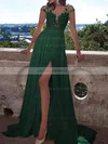 A-line Scoop Neck Chiffon Sweep Train Appliques Lace Prom Dresses Sale #sale020103578
