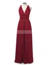 A-line V-neck Chiffon Floor-length Prom Dresses Sale #sale020103579