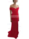 Trumpet/Mermaid Off-the-shoulder Stretch Crepe Sweep Train Split Front Prom Dresses Sale #sale020103671