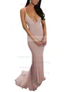 Sheath/Column V-neck Jersey Sweep Train Prom Dresses Sale #sale020103703