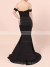 Trumpet/Mermaid Off-the-shoulder Silk-like Satin Floor-length Split Front Prom Dresses Sale #sale020103751
