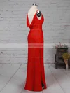 Sheath/Column V-neck Silk-like Satin Ankle-length Split Front Prom Dresses Sale #sale020104358