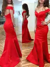 Trumpet/Mermaid Off-the-shoulder Satin Sweep Train Prom Dresses Sale #sale020104425