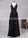 A-line V-neck Silk-like Satin Floor-length Ruffles Prom Dresses Sale #sale020104433