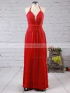 A-line V-neck Chiffon Floor-length Split Front Prom Dresses Sale #sale020104497